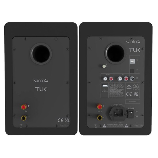 Kanto TUK – Diffusori Attivi Hi-Fi a 2 Vie con Tweeter AMT, Bluetooth aptX HD e Phono MM (Coppia)