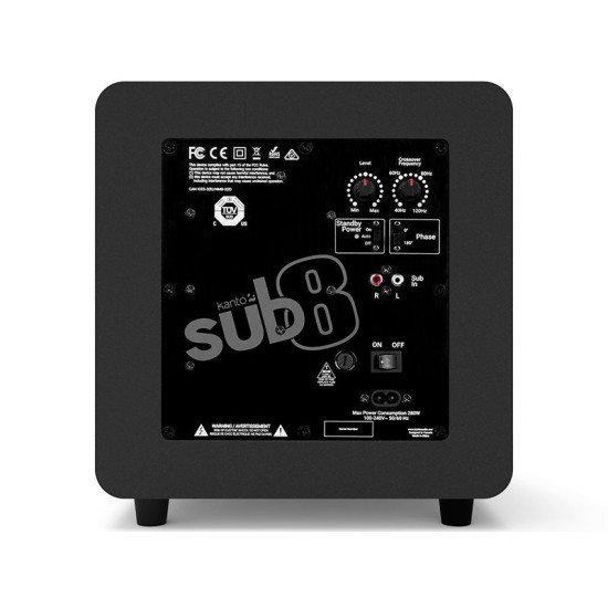 Kanto SUB8V – Subwoofer Attivo Hi-Fi da 8" con Amplificatore Classe D da 150 W RMS e 300 W di Picco